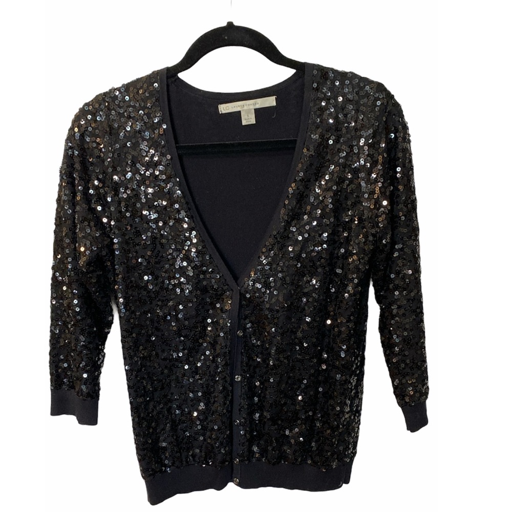 Black Sequin Cardigan | LC Lauren Conrad